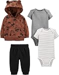 Simple Joys by Carter's Baby-Boys 4-Piece Veste neutre, combinaison et pantalon SetLayette ensemble