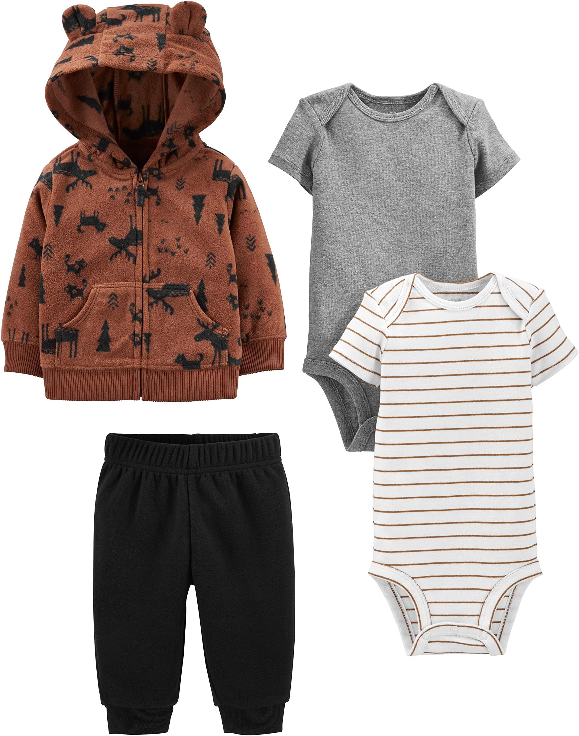 baby-boys 4-piece Jacket, Pant, and Bodysuit Set