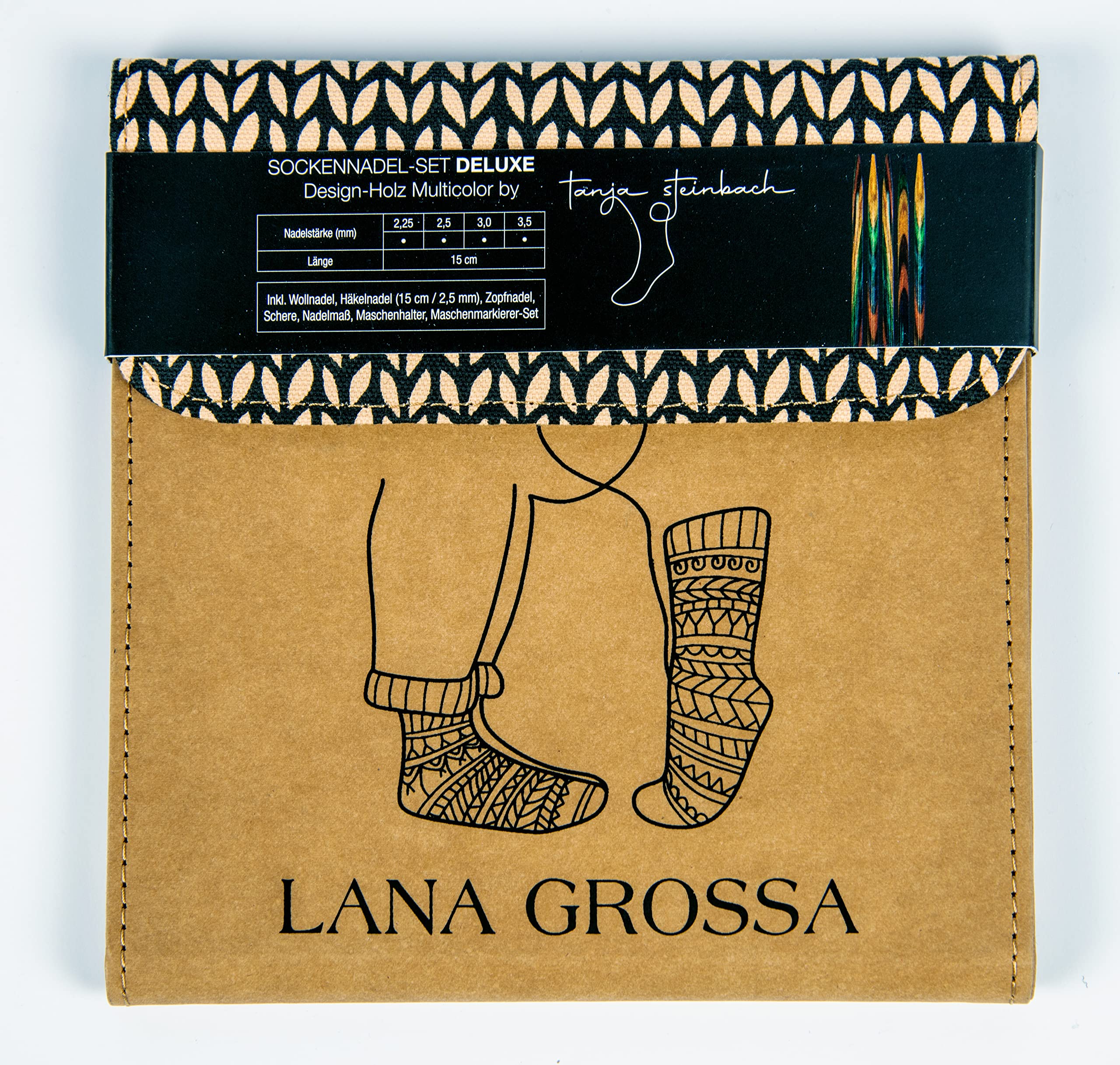 Lana Grossa Sockennadel-Set Deluxe Design-Holz Multicolor by Tanja Steinbach