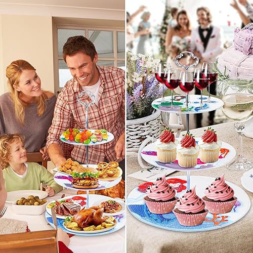 Miniatura 5 de WOWCLAP Soporte para cupcakes de 3 niveles de diamante, bandeja escalonada, se puede utilizar para bodas, fiestas, cupcakes, dulces, postres y