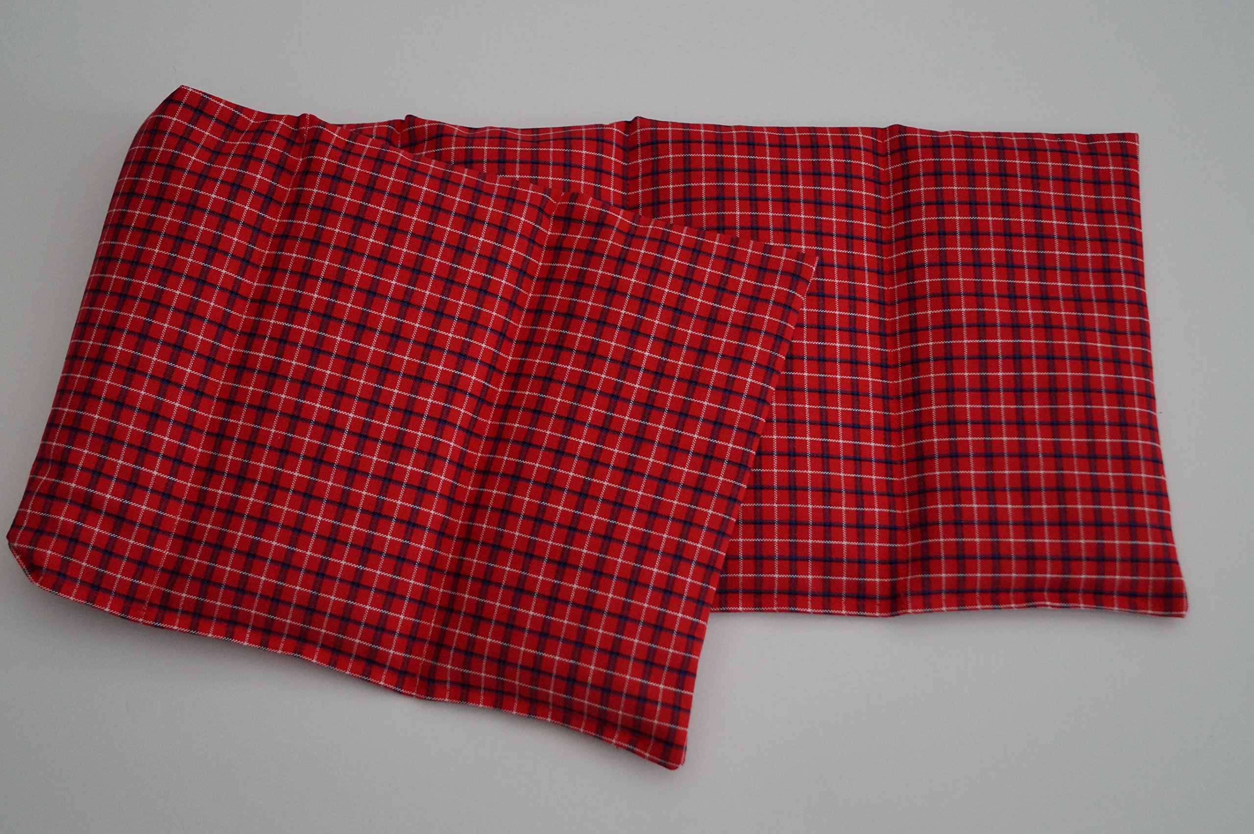 Körnerkissen Bio-Roggen 7-Kammern ca. 72cm x 20cm rot-blau-weiß kariert