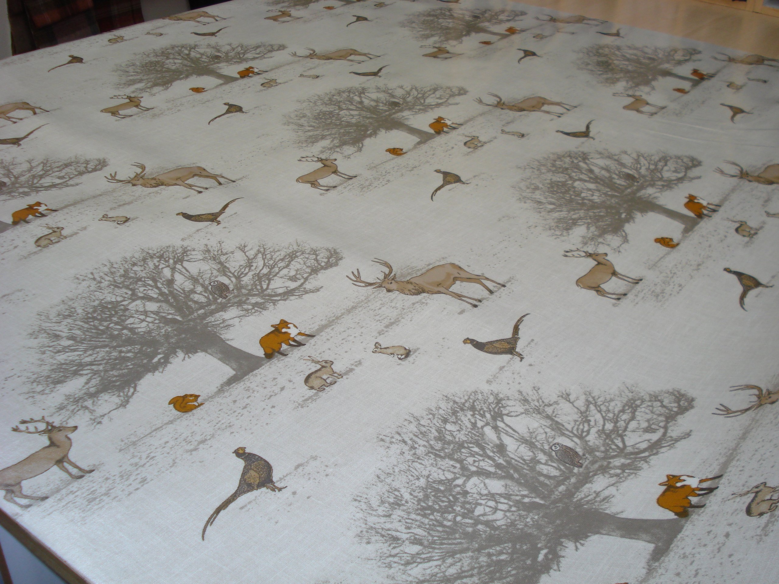 Yifantacy Orange Fryett's Fabrics Tatton Autumn New 100% Cotton Fabric Woodland Scene Deers & Fox By Fryetts