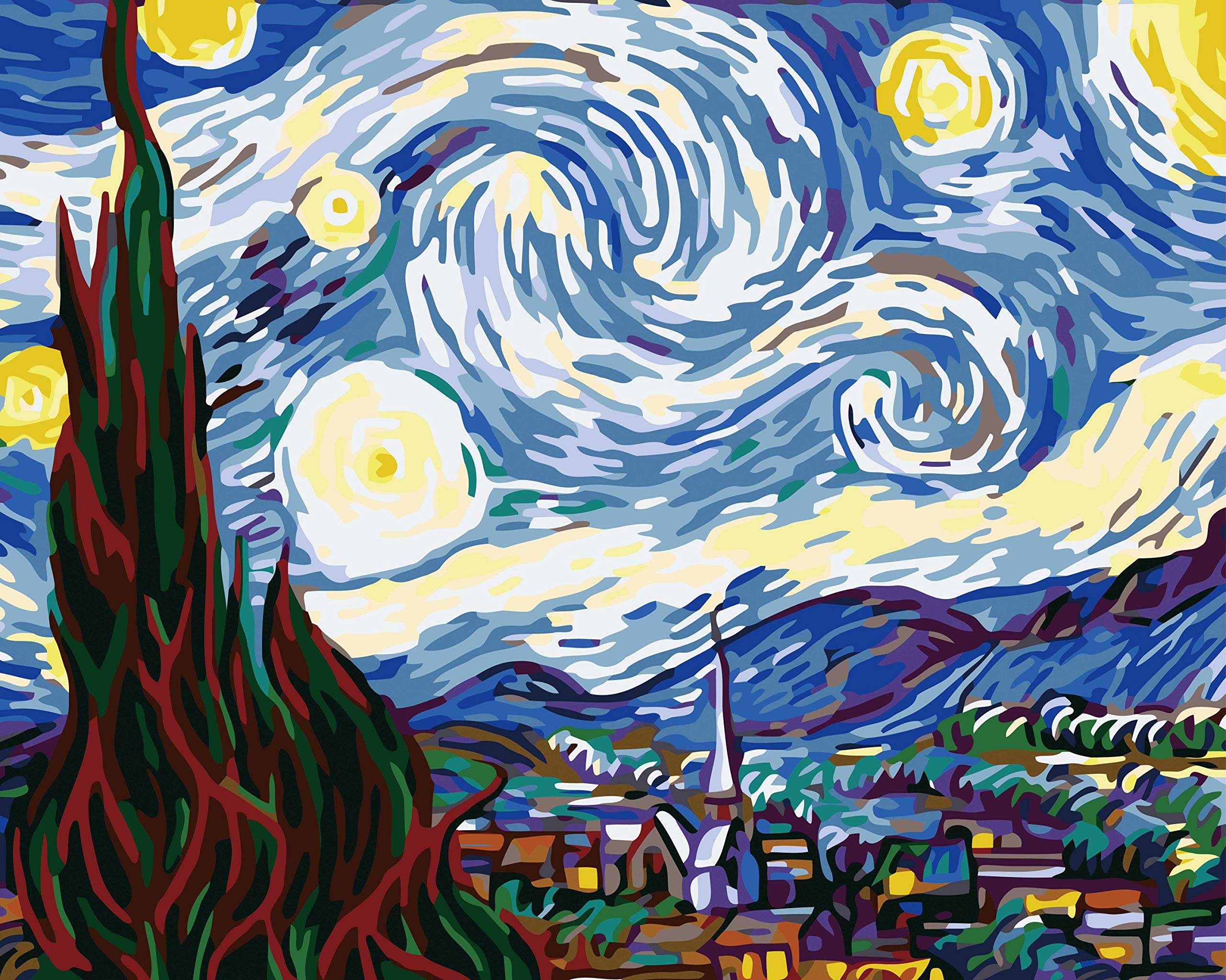 VIKMARI Paint by Number for Adults Painting by Numbers Kits Starry Night DIY Oil Painting by Numbers Van Gogh for Wall Decor 40 x 50 cm (Without Frame)