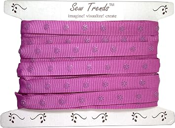 2 Yards Plastic Snap Button Polyester Tape Ribbon Hook & Eye Zipper Popper Press Stud Fastener Baby Crotch Fastening Duvet Sewing Renaissance Dance Costume Drapery lingerie-FUCHSIA MAGENTA PINK-SP18-2