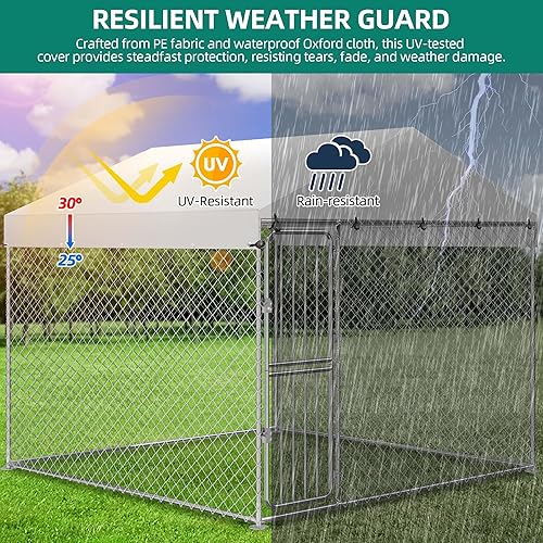 Miniatura 5 de YITAHOME Perrera grande para perros al aire libre de 7.6 x 7.6 x 6.6 pies, corral grande para perros con cubierta de techo impermeable resistente a