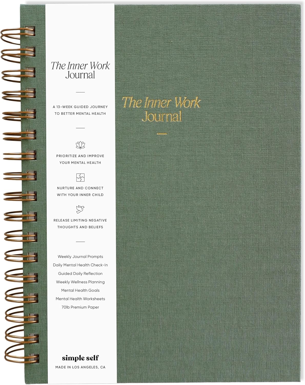 The Inner Work Journal: Mental Health Journal for Men & Women With Prompts – Guided CBT Journal for Anxiety, Depression, Mindfulness, Reflection, and Stress Relief (Sage)