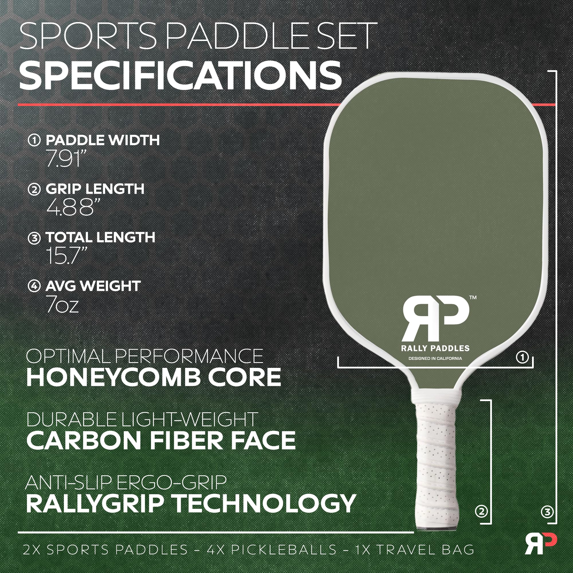 Amazon | Rally Paddles カーボンファイバーピックルボールパドル