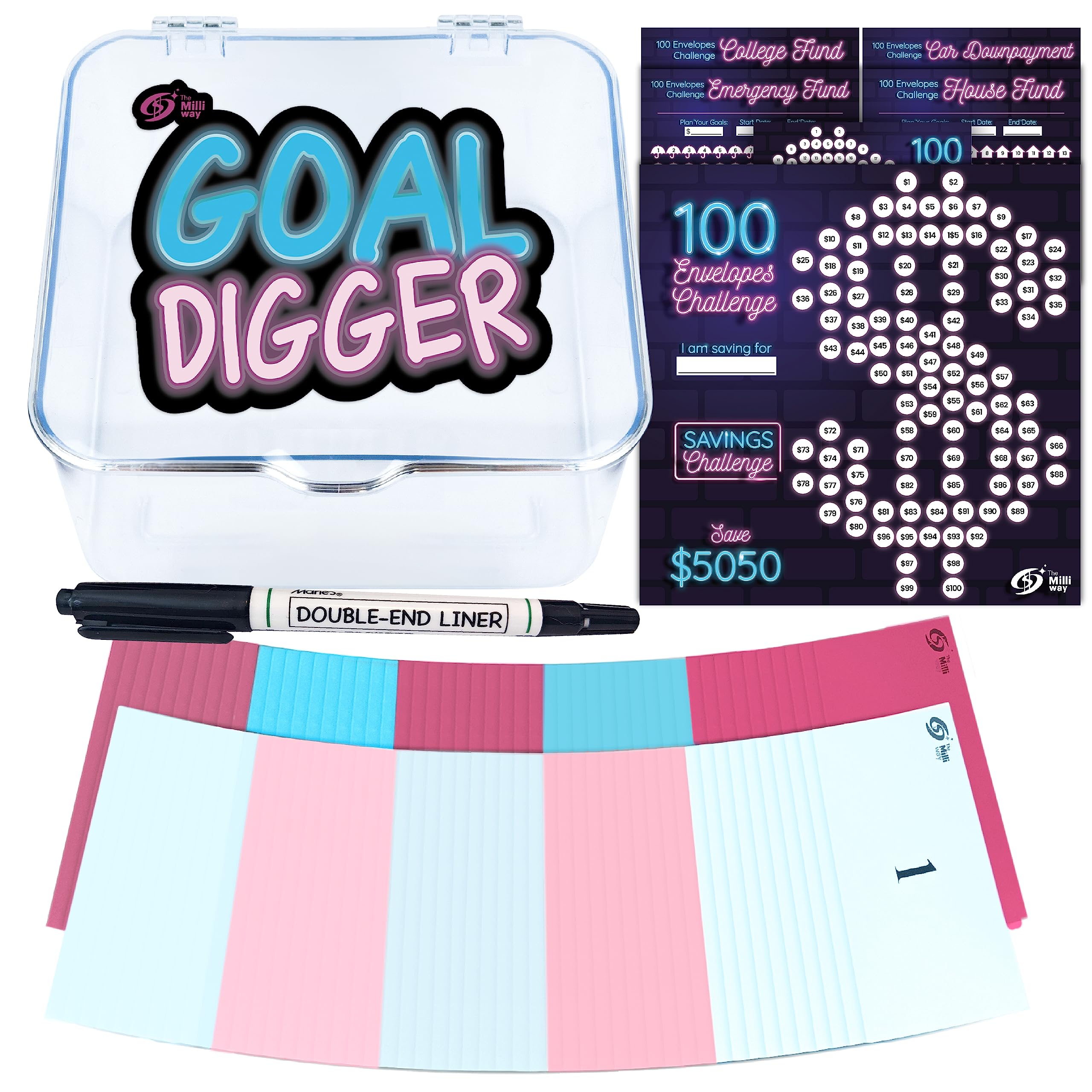100 Envelope Money Saving Challenge Kit (Goal Digger)