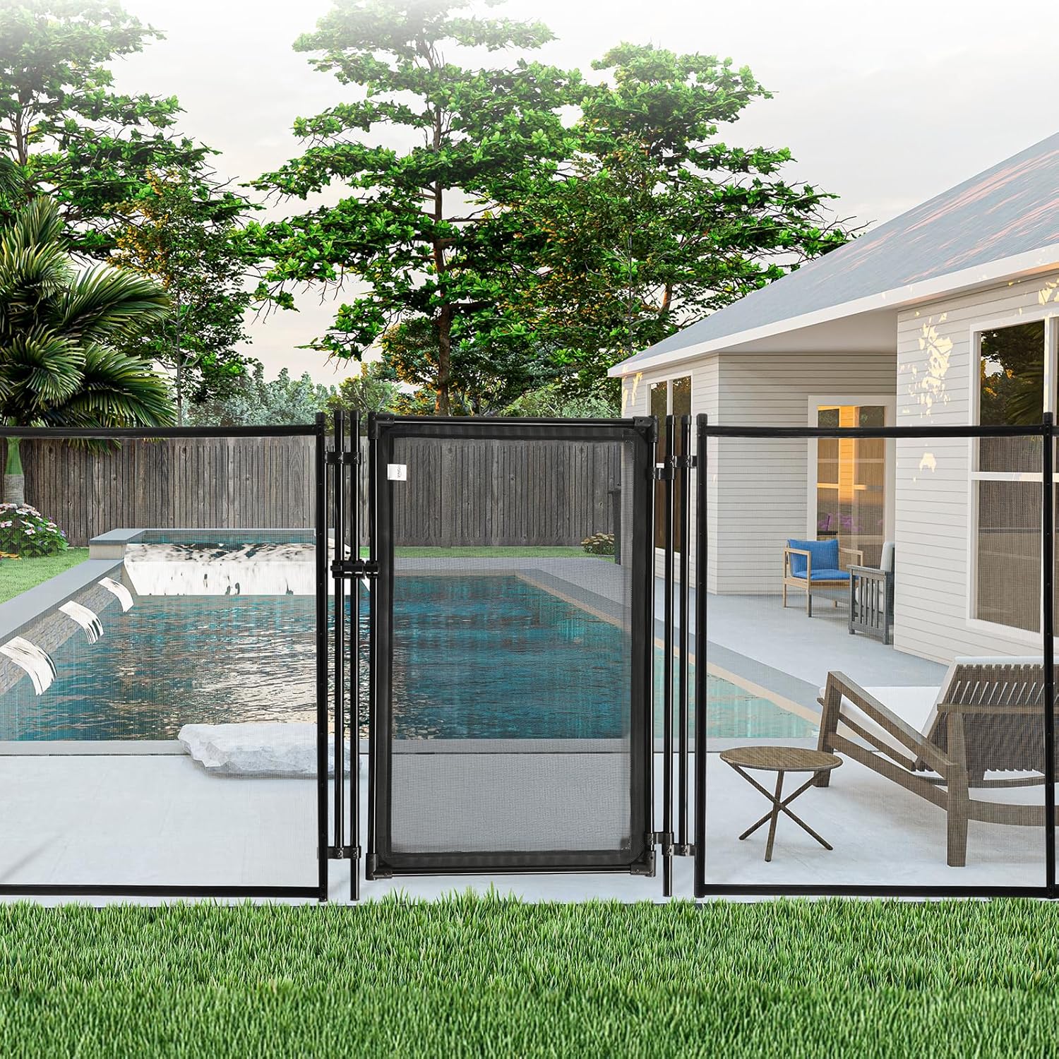 VINGLI Pool Fence Gate 4Ft x 2.5Ft Swimming Pool Fence in Ground Pool Safety Fencing, Black