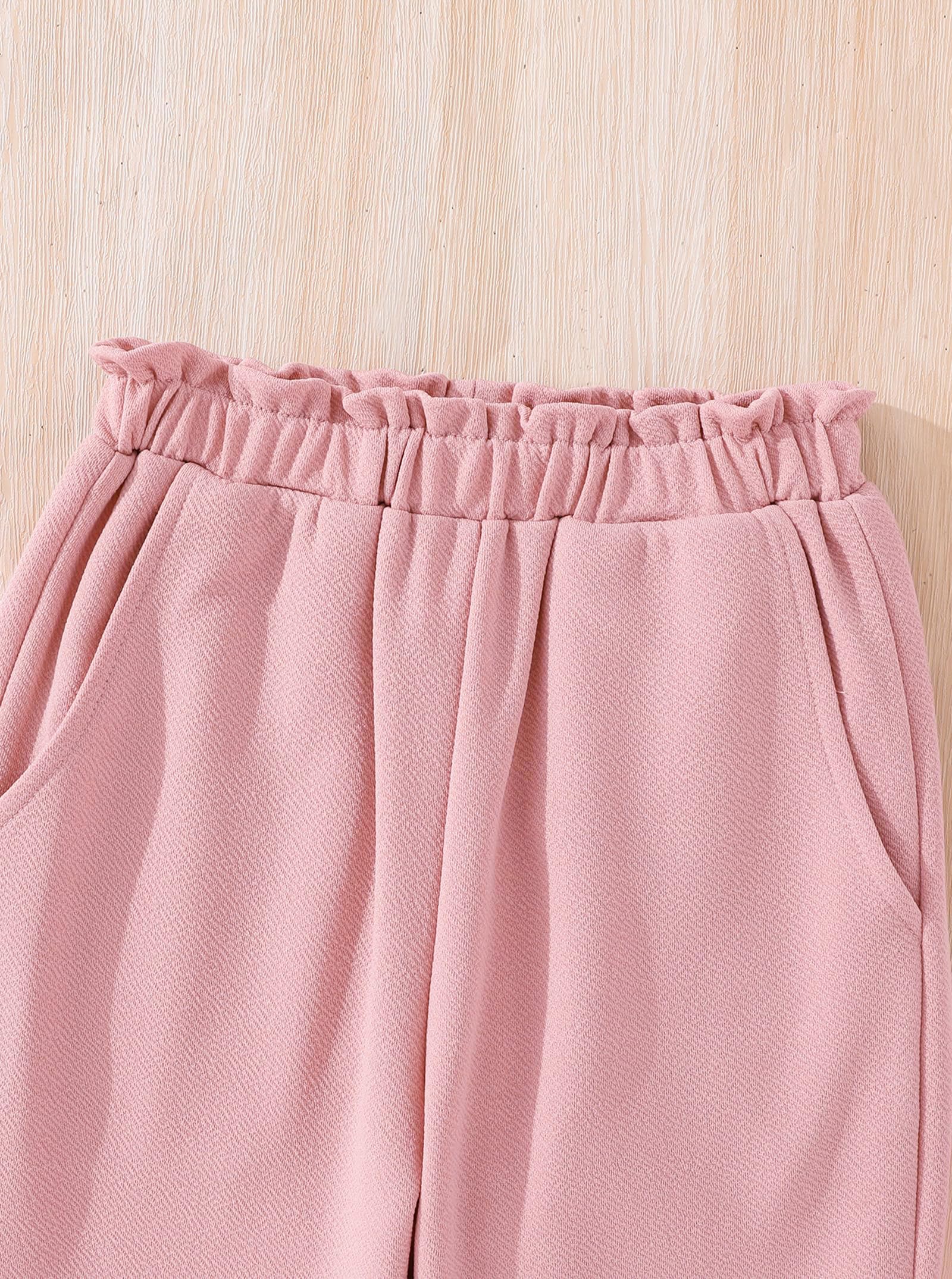 Hilinker Langärmeliges 3-teiliges Outfit für Mädchen, bauchfreies T-Shirt und Cami-Top mit Hose