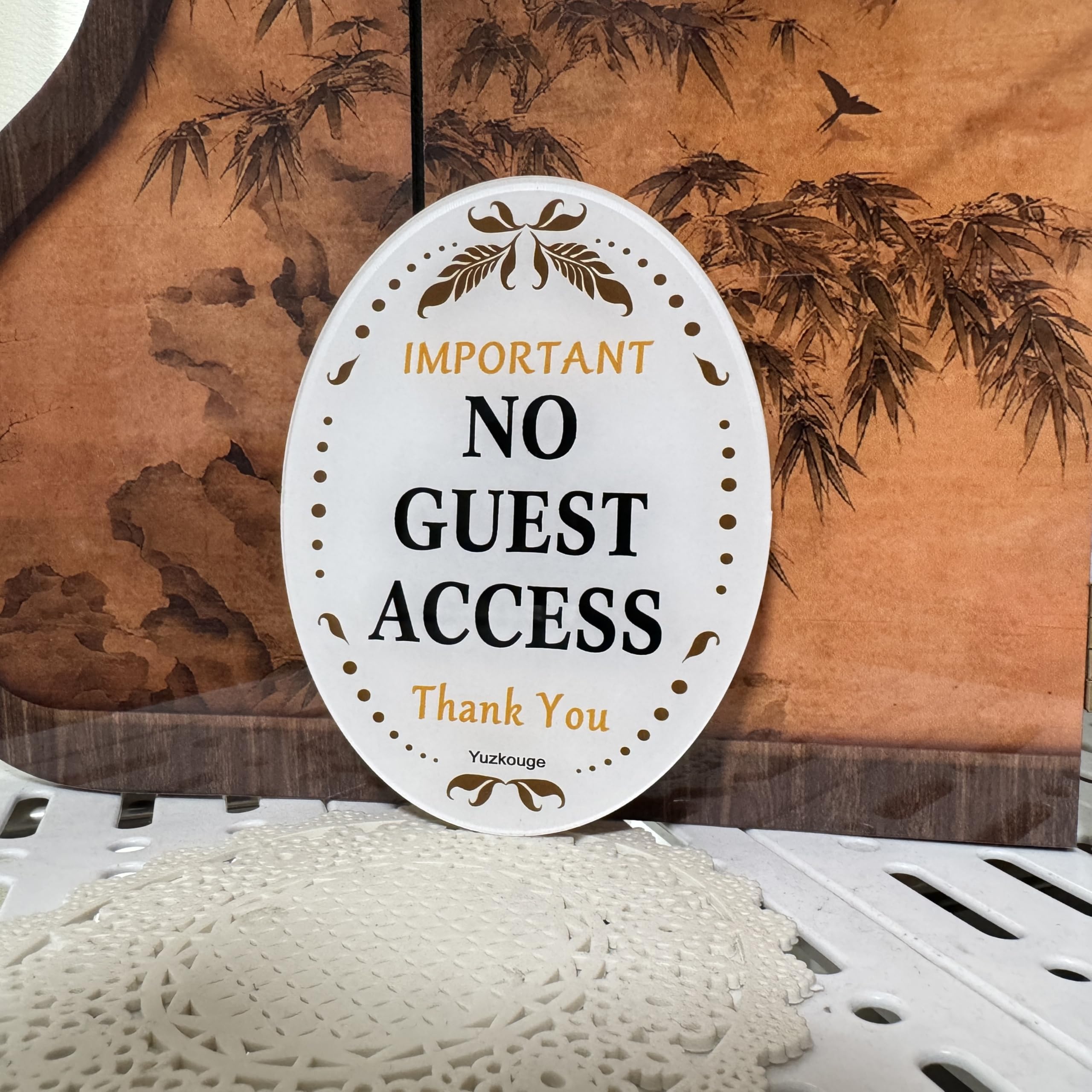 Lot de 4 panneaux d'avertissement « No Guest Access » - 12,7 x 10,2 cm - Autocollants en acrylique épais - Panneaux Airbnb pour hôte, essentiels Vrbo pour hôtes, panneaux Vrbo, faciles à installer