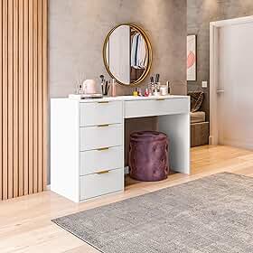 Penteadeira com Porta Objetos e 5 Gavetas Vita Branco