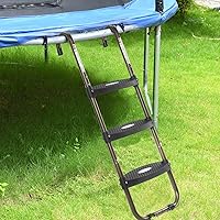 Vista 5 de HBTower Trampoline Ladder, Horizontal Wide Steps, Skid-Proof Steps Universal Hook, UV Treated Steel, 220Lbs Capacity Trampoline Stairs Accessories