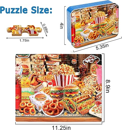 Miniatura 133 de LELEMON Rompecabezas para niños de 4 a 8 años, rompecabezas de 100 piezas para niños, rompecabezas educativos para niños en una caja de metal