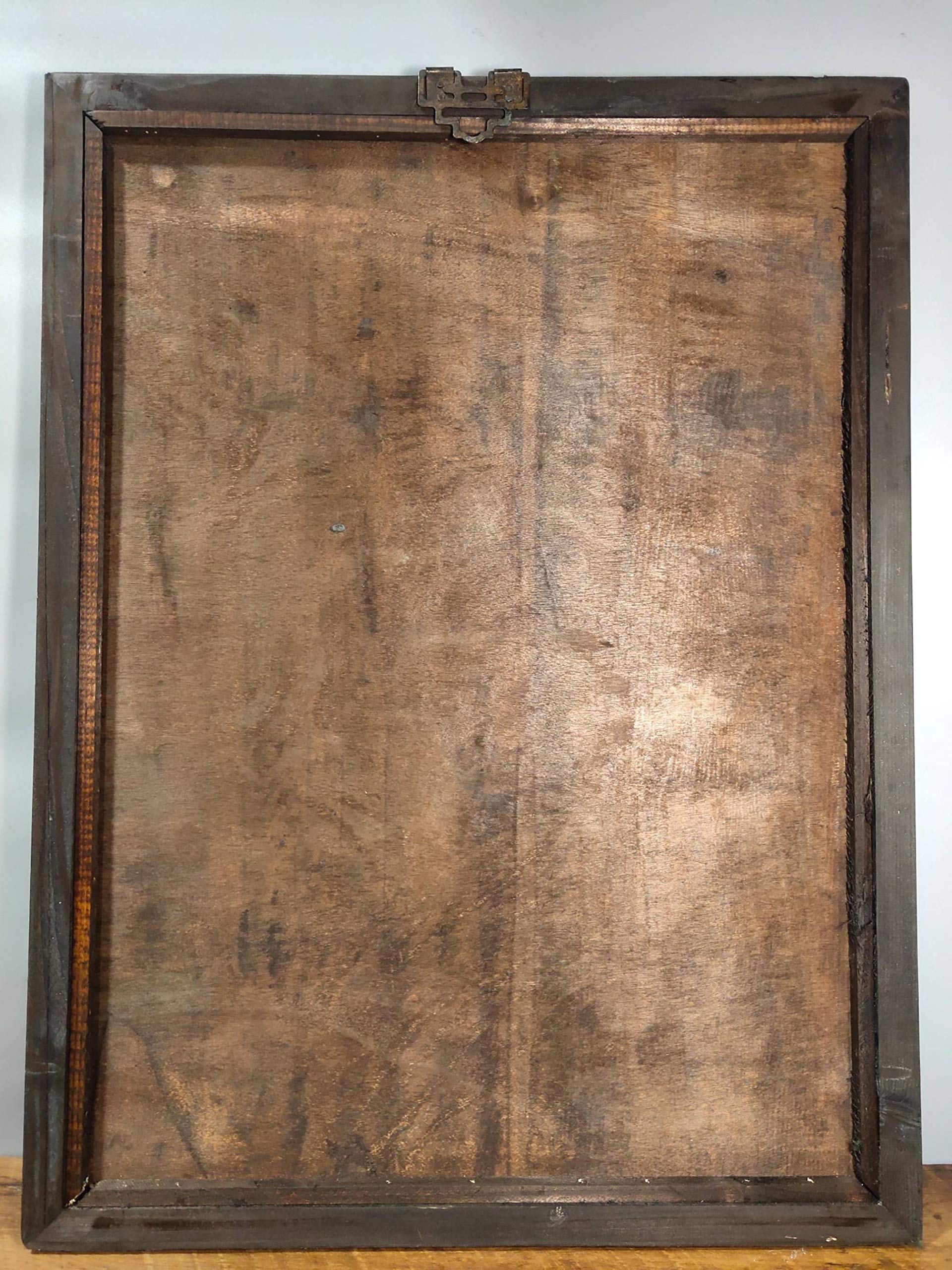 Home Decor 28" Tibet Buddhism Old Bronze Wooden Frame Painted Thangka Samantabhadra Statue Worship Amulets ThangkasStatue SurongL