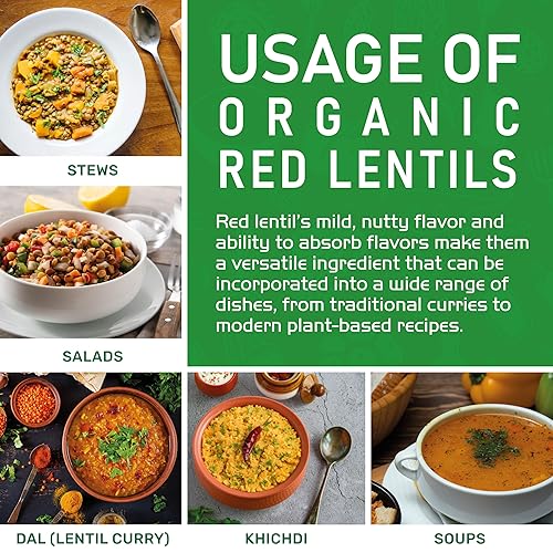 Miniatura 7 de Jiva Masoor Dal - Bolsa grande de lentejas rojas orgánicas divididas de 4 libras, sin OMG, veganas, certificadas, no irradiadas