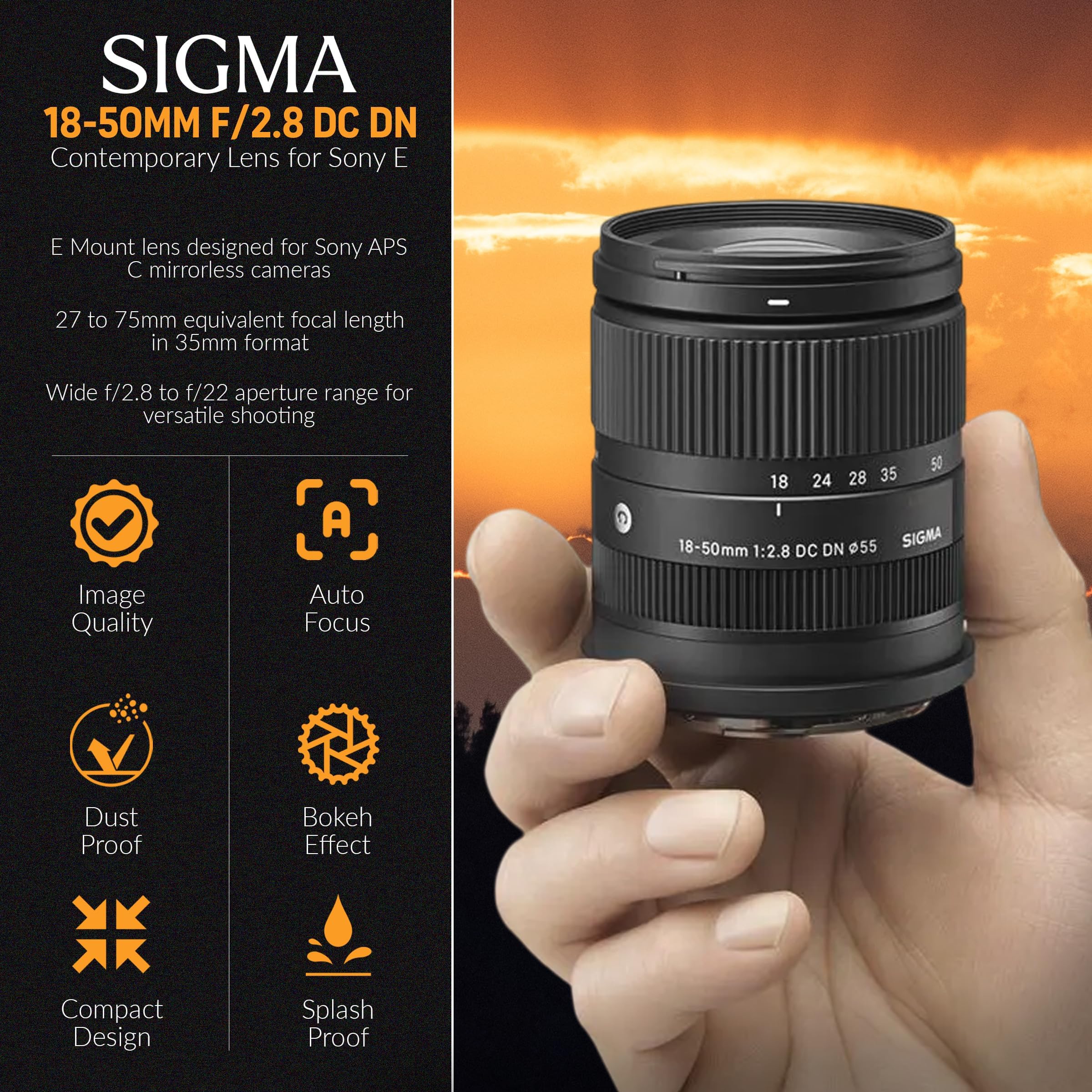 Amazon.com : Sigma 18-50mm f/2.8 DC DN Contemporary Lens for Sony