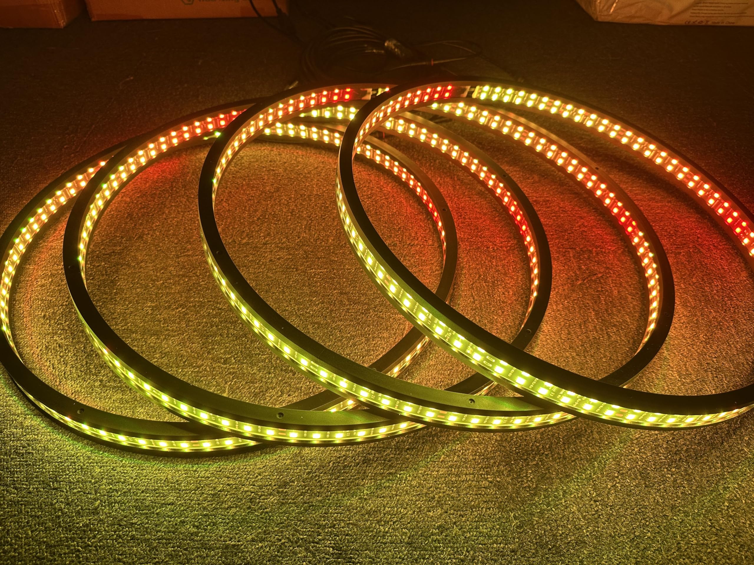 Quad Row - 15.5'' Double Row Double Side RGB Dream Color Chase Million Colors Shift Rim Lights LED Wheel Ring Light w/Turn Signal,Brake Bluetooth/Remote Ctrl for Car Truck