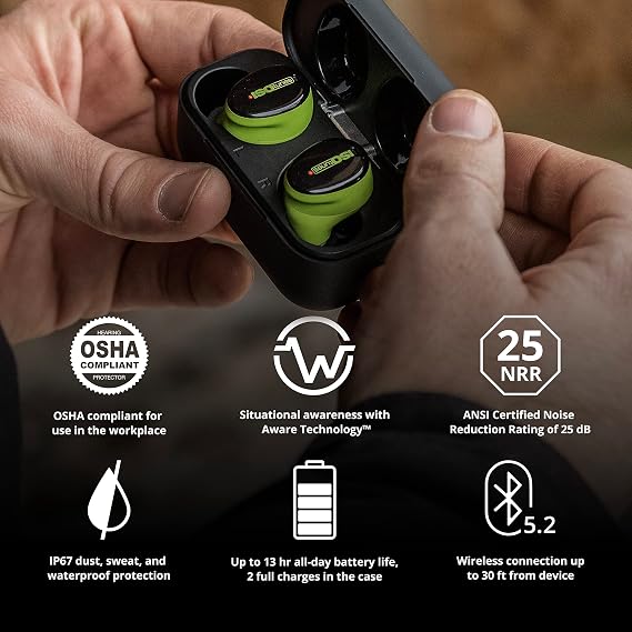 ISOtunes Free Aware Bluetooth Hearing Protection, OSHA Compliant Earbuds