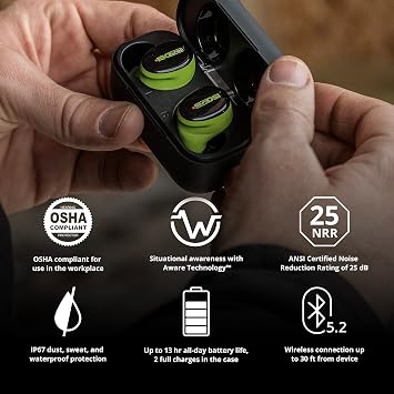 ISOtunes Free Aware Bluetooth Hearing Protection, OSHA Compliant Earbuds