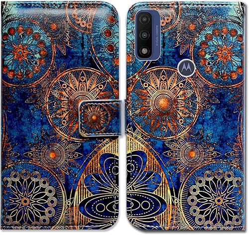 Funda para Motorola Moto G PureMoto G Power 2022, magníficos colores circulares Mandala Funda de cuero con tapa para teléfono con ranura para