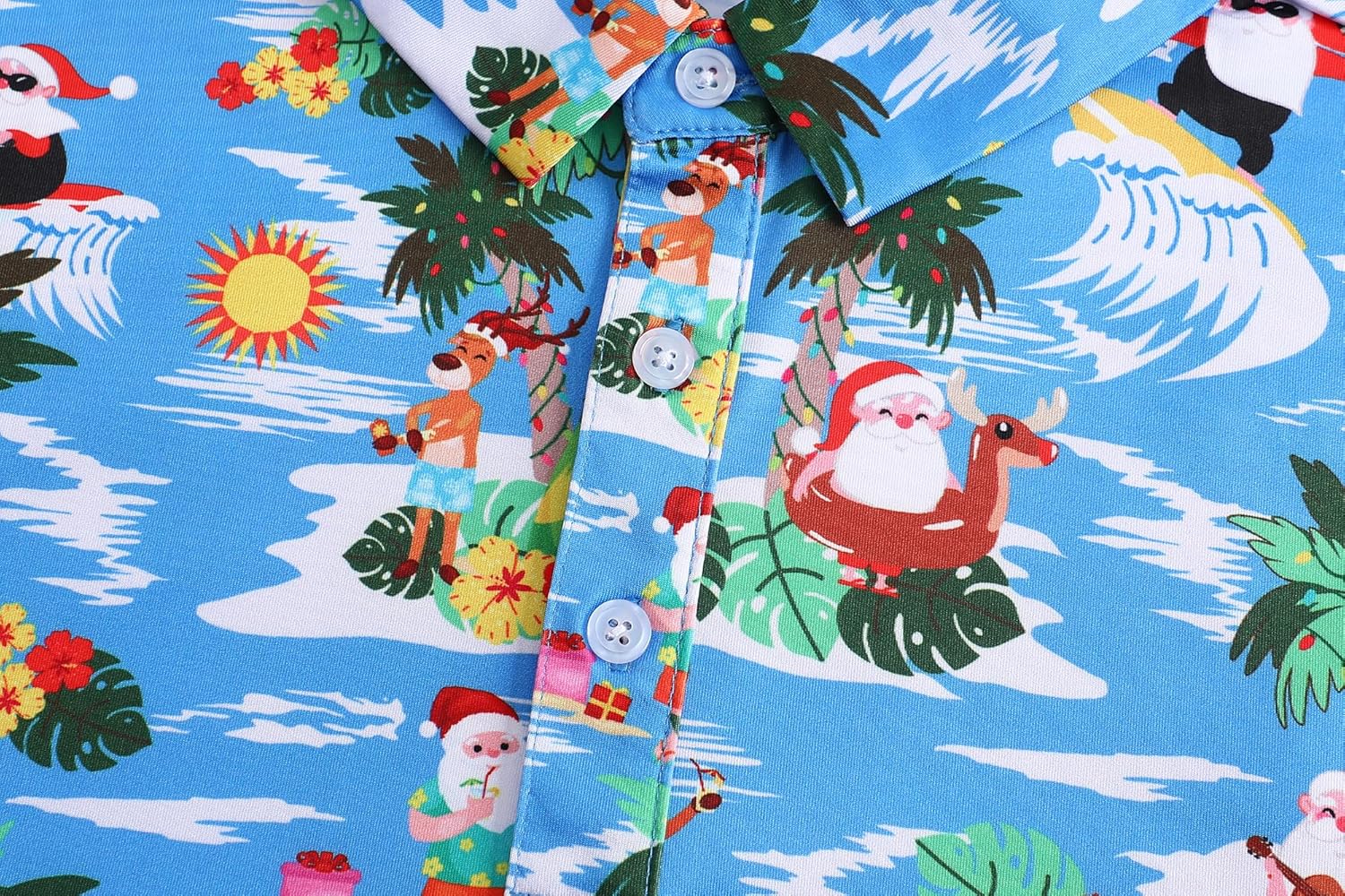 Men's Christmas Shirt Short Sleeve Santa Claus Party Casual Golf Polo Shirts for Men - Image 2