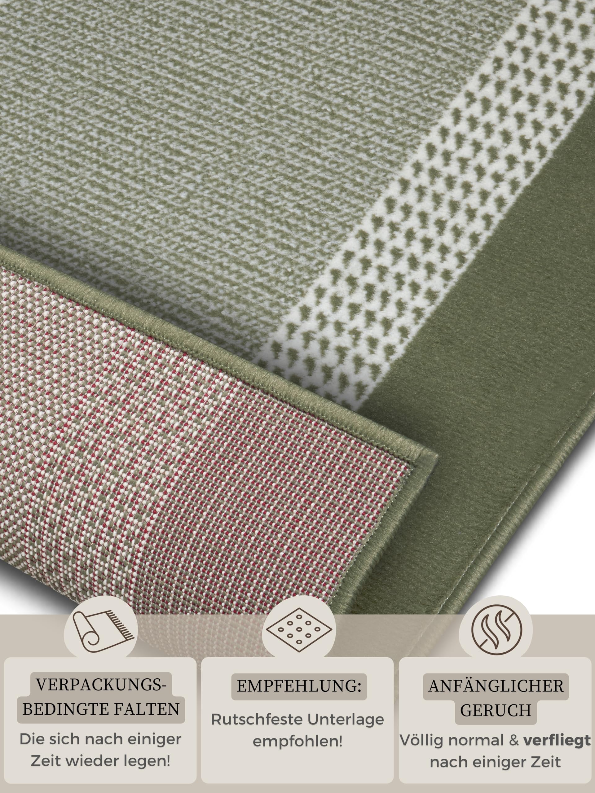 HANSE Home Tapis de Couloir 80 x 300 cm - Tapis Doux à Poils Courts - Design Moderne - pour Couloir, Chambre à Coucher, Chambre d'enfant, Salle de Bains, Salon, Cuisine - Vert