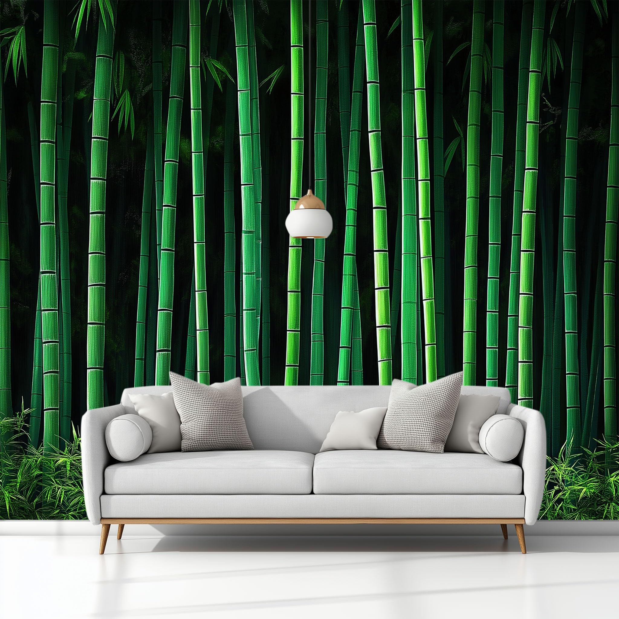 Générique 200 x 140 cm panoramiczna tapeta elegancki naturalny las bambusowy 3D projekt ścienny, dekoracja ścienna do zdjęć, tapety z włókniny dekoracja ścienna salon sypialnia, zielony