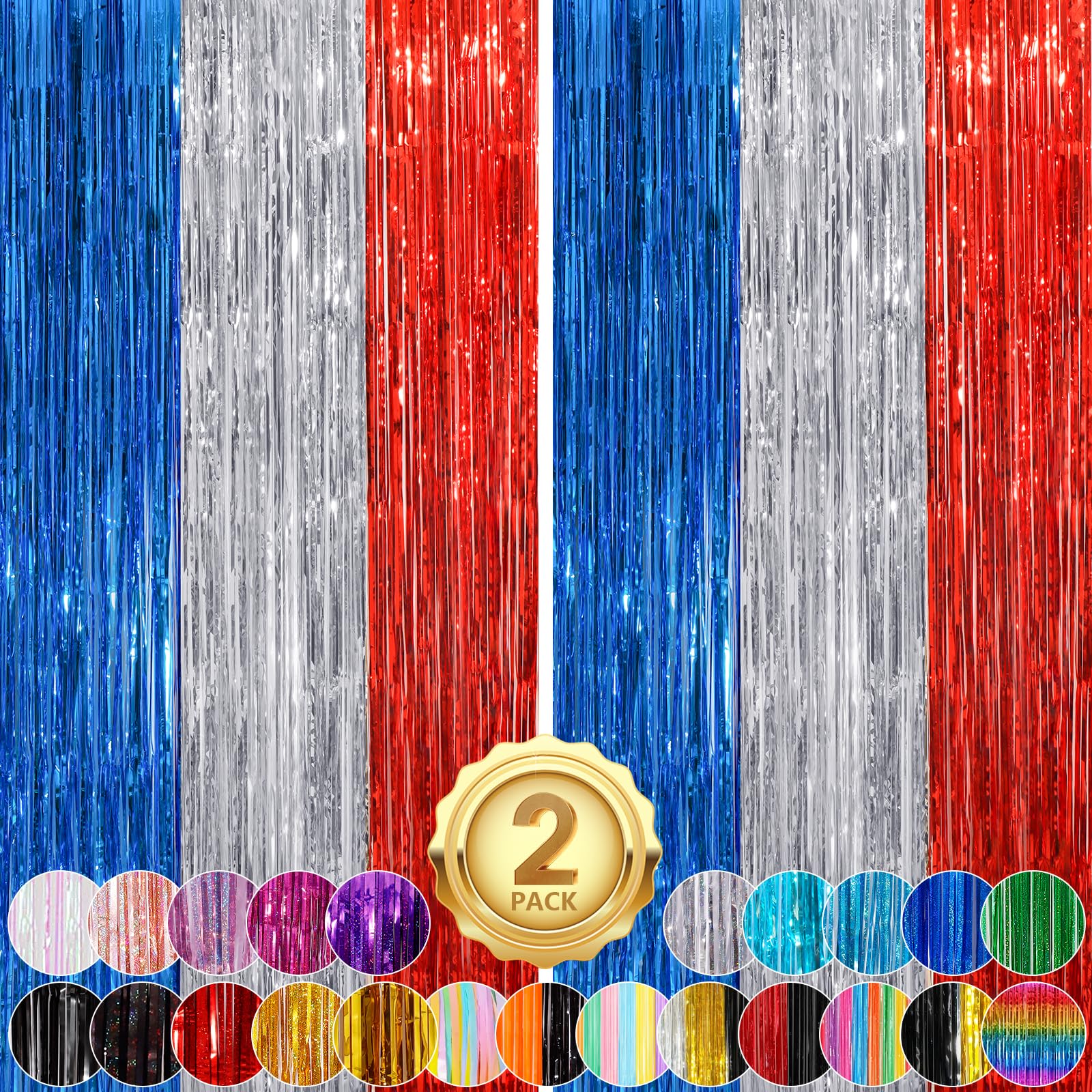 Black Foil Fringe Backdrop - 2 Pack Streamers -26