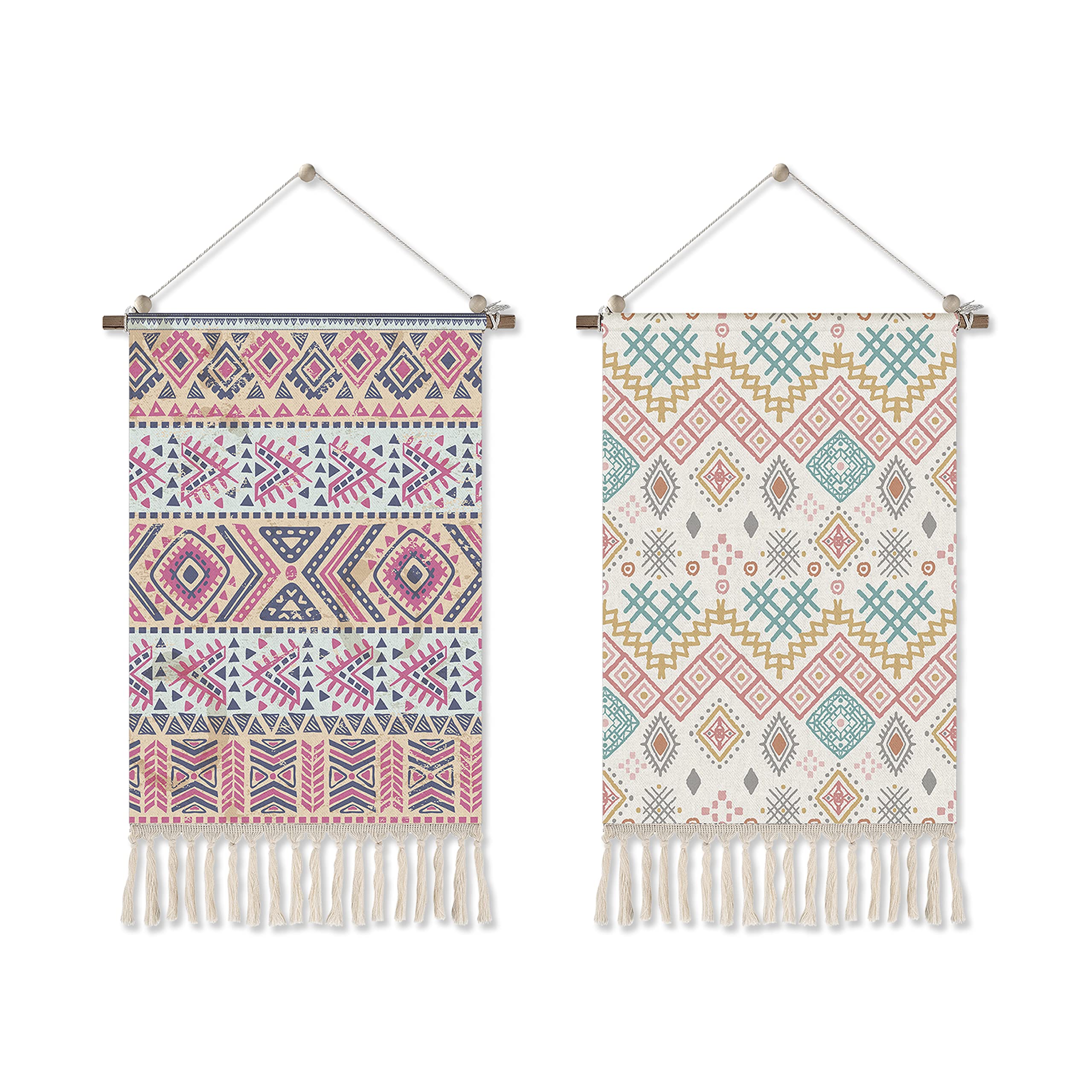 MIDEFINCH Boho Wall Hanging Tapestry Set Stylish Geometric Art for