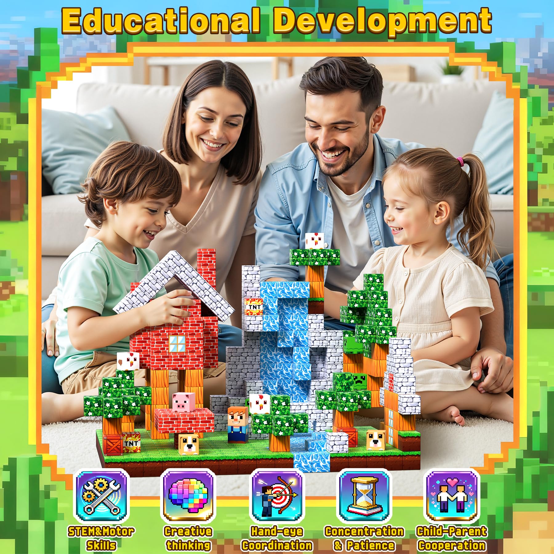 COOLJOYA Construction Magnetique Enfant Cube Magnétique,150 Pièces Ensemble de Cubes de Construction Magnétiques, Jouet créatif Montessori pour Enfants à partir de 4 Ans