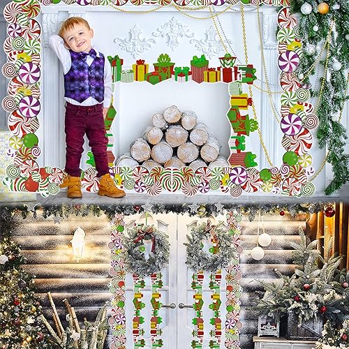 Miniatura 6 de Zonon 60 piezas de tablón de anuncios de Navidad, decoración Xams de menta, bastón de caramelo, bordes rectos, caja de Navidad, decoración de aula