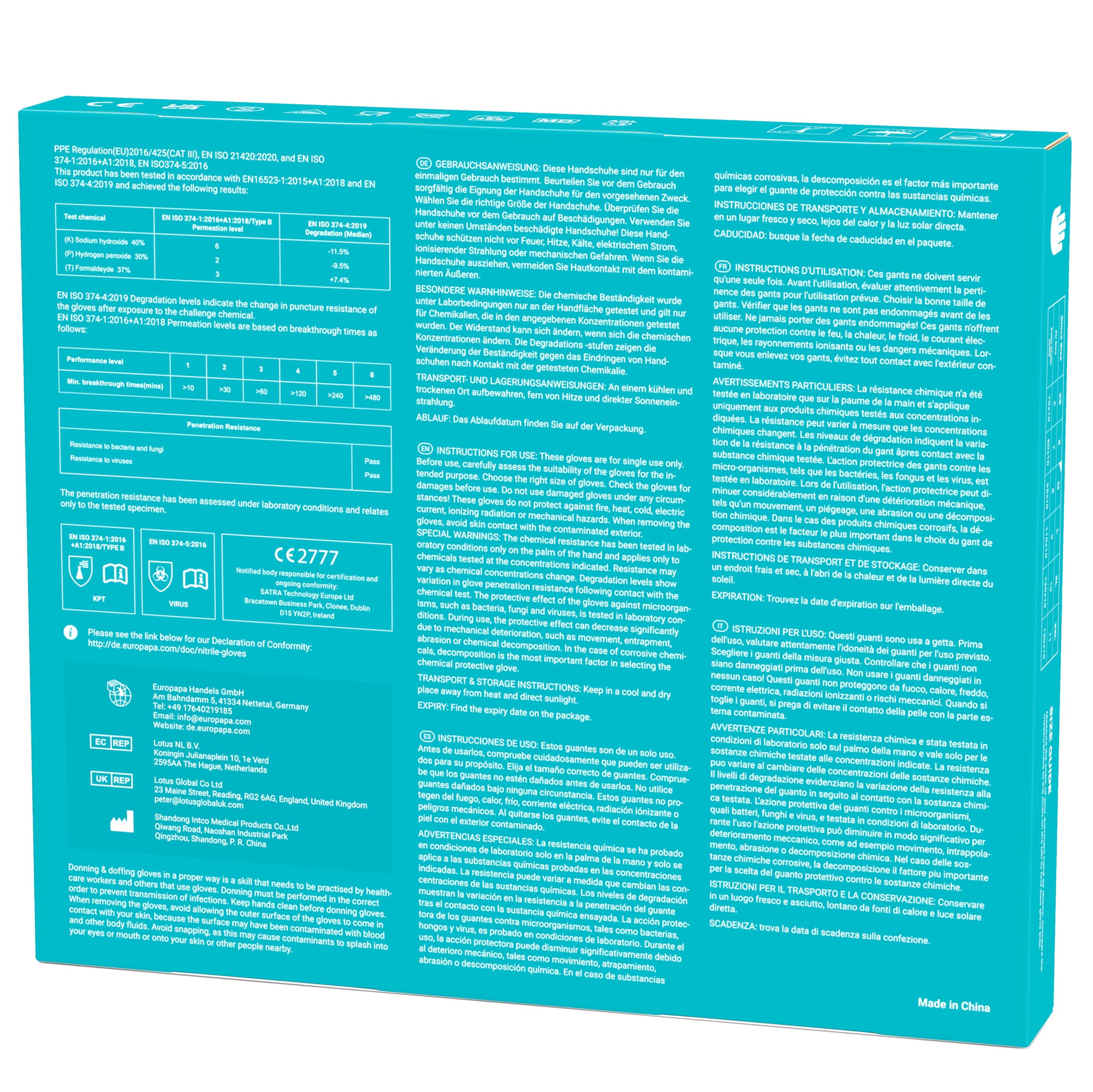 EUROPAPA® 2000 Stück (20x100) Nitrilhandschuhe Box Einweghandschuhe, Einmalhandschuhe, Untersuchungshandschuhe, puderfrei, ohne Latex, unsteril, latexfrei, disposible gloves (M, Lila)