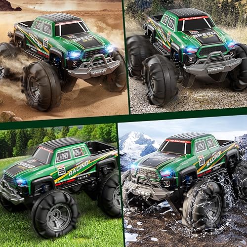Miniatura 6 de Auto a control remoto para niños de 6 a 12 años, camión a control remoto todo terreno con spray y luz, giros de 360, 2.4GHz, camión monstruo de
