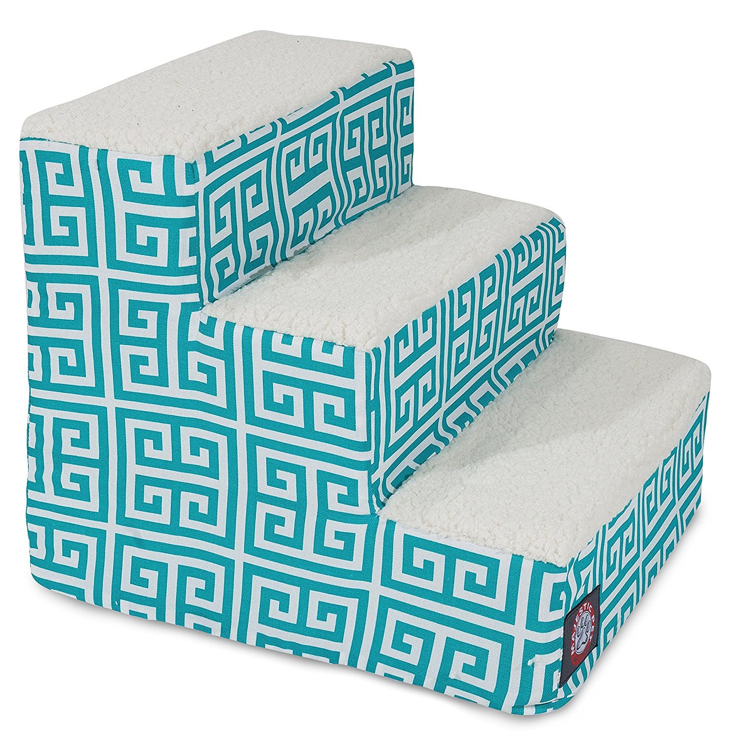 Majestic Pet 3 Step Portable Dog Stairs for Small Dogs to get on Bed Supports 25 lbs or Less – Dog Steps for High Bed with Machine Washable Cover – Pet Stairs for Cats Towers Teal