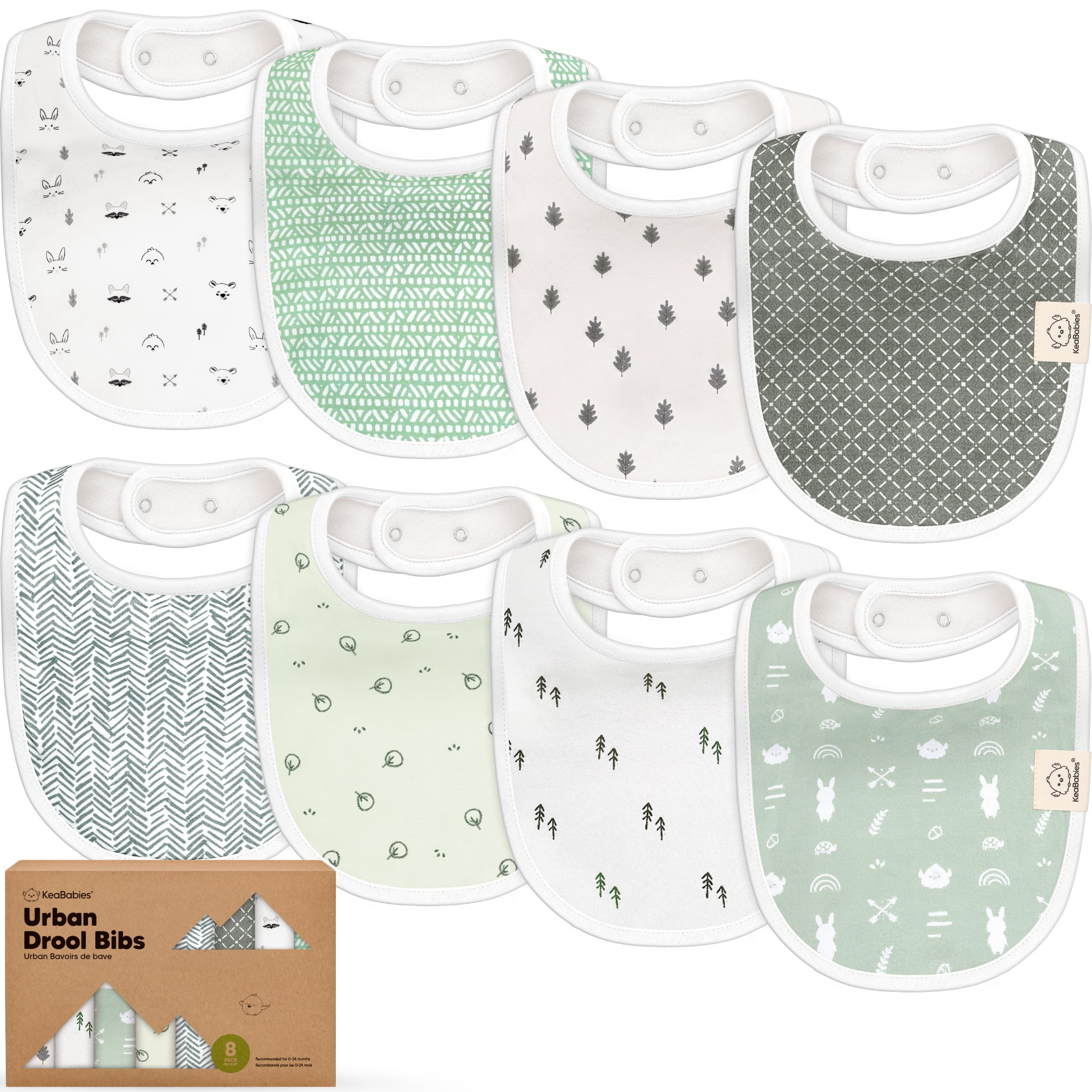 8-Pack Organic Baby Bibs for Boys, Girls - Soft Cotton Drooling and Teething Bibs for Baby Girl & Boy, Extra Absorbent, Easy To Clean & Put On for Toddler, Newborn, Infant 0-24 Months (Nordic)