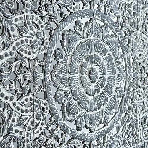 Miniatura 3 de Siam Sawadee Mandala - Arte de pared de madera rústica para colgar, decoración del hogar tallada a mano en madera de teca recuperada de Tailandia,