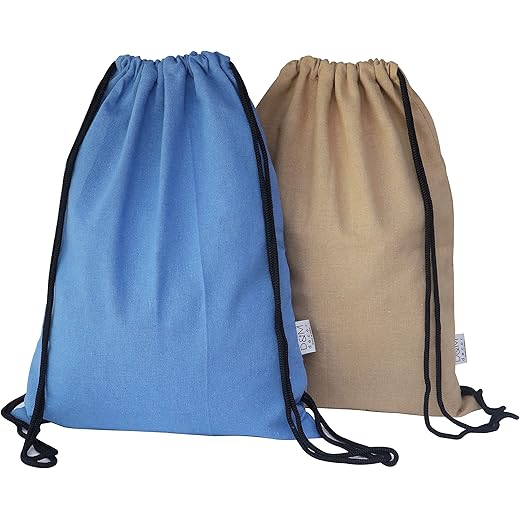 Cotton Drawstring Backpack Pack of 2 13x16.5