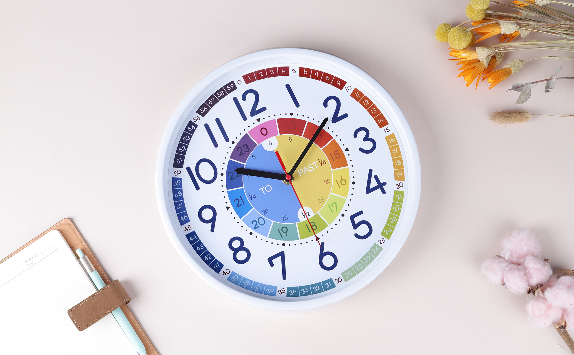Orologio Didattico JoFomp Per Bambini 30,5 Cm – Silenzioso, A Colori, Per Imparare L'ora In Classe O A Casa - 2