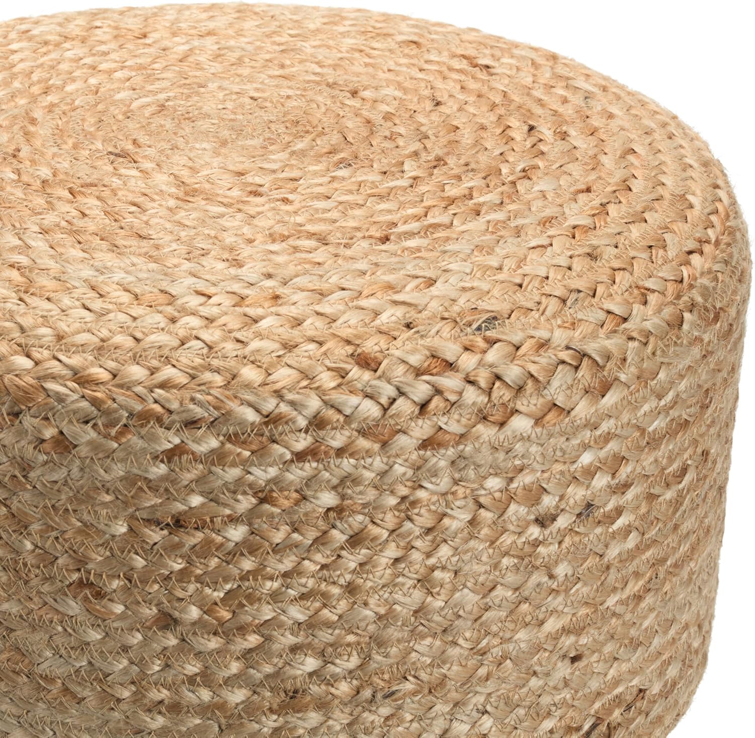 Jaipur Living, Jute Pouf, Round Stuffed Ottoman, Brown, 16"