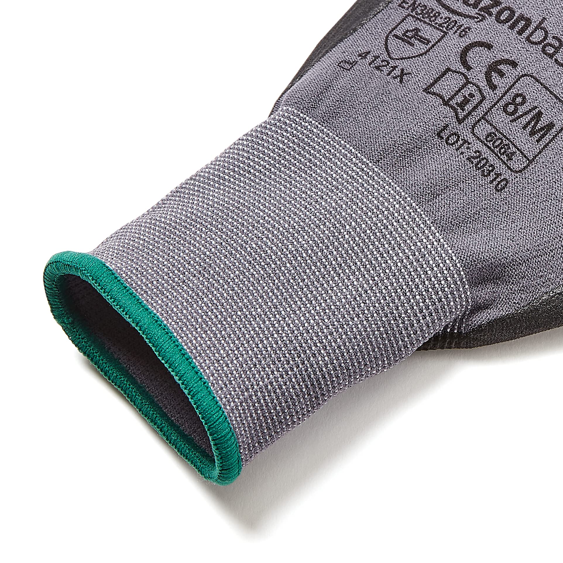 Amazon Basics Micro-Foam Nitrile Coated Gloves, Nylon Liner Fiber, Touch Screen, Grey, Size 8, Medium (Pack of 6)