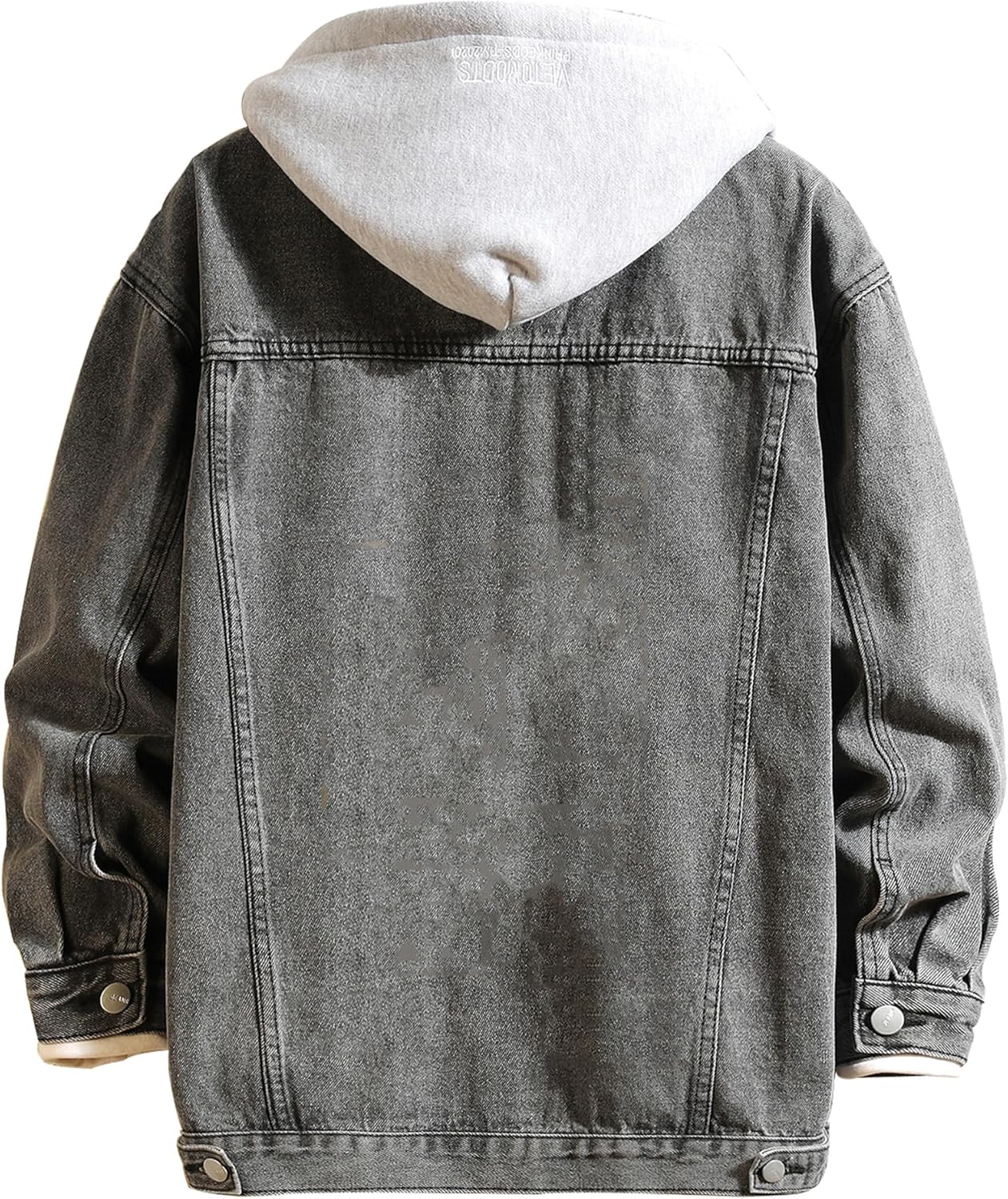 DOSLAVIDA Men's Distressed Denim Jacket Unisex Button Down Jean Coat Casual Long Sleeve Trucker Hooded Jackets Outwear - Image 4