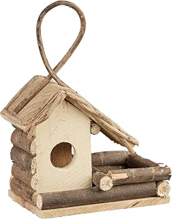 Relaxdays Casa de Pájaros Decorativa para Colgar, Madera, Marrón, 29 x 20 x 12 cm, 12x20x29 cm