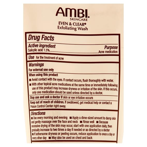 [ambi] Even & Clear Exfoliating Wash 5oz Facial Cleanser