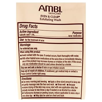 [ambi] Even & Clear Exfoliating Wash 5oz Facial Cleanser