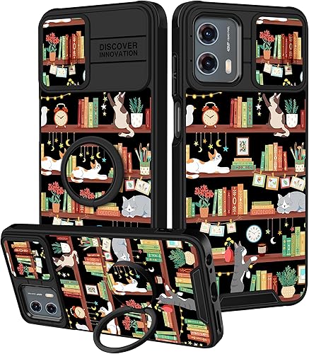 Funermei Funda 2 en 1 para Motorola Moto G 5G 2023 para mujeres y niñas, bonita funda de teléfono con diseño de gato Kawaii femenino de dibujos