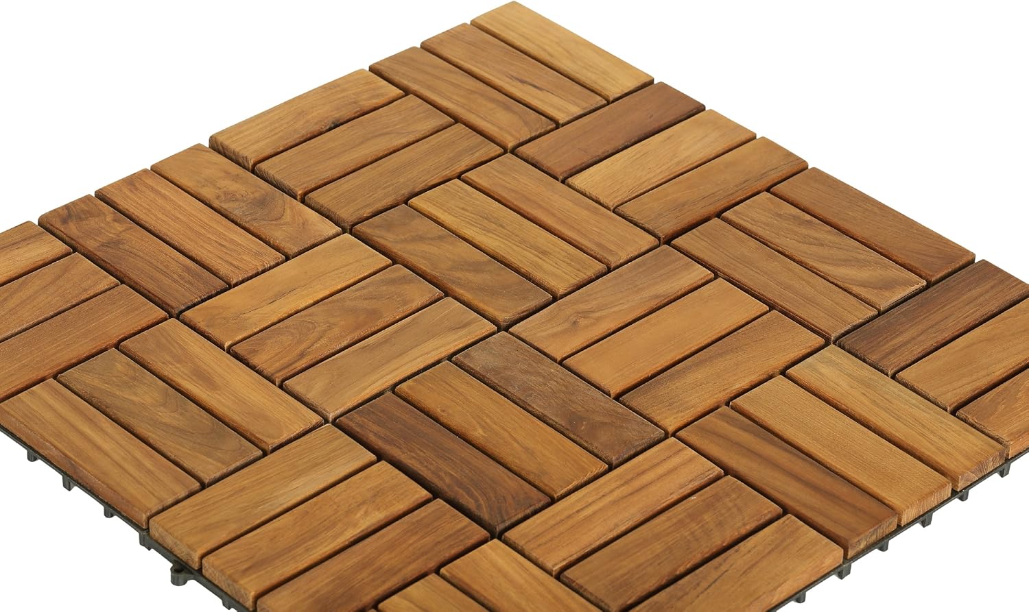 Bare Decor BARE-WF2009 Solid Teak Wood Interlocking Flooring Tiles (Pack of 10), 12" x 12", Brown - - 