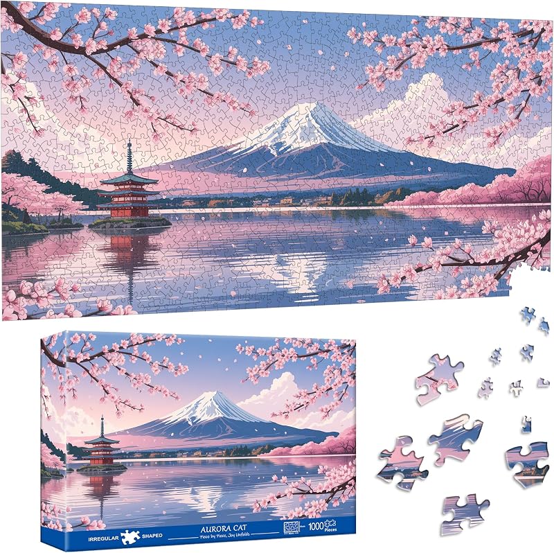 Puzzle 1000 Pezzi per Adulti Monte Fuji - Forma Speciale Puzzle classici | Impossibile Puzzles | Decorazione Murale Unica (41x80cm) | Regalo Originale per Amanti dei Puzzle