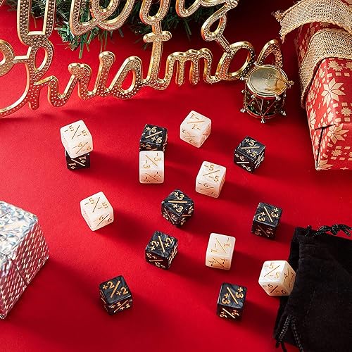 Vista 17 de Sumind 24 dados mágicos de contador de vida -1/+1 contadores Commander Buff Tokens de 6 caras, regalos de lealtad para la vida, compatibles