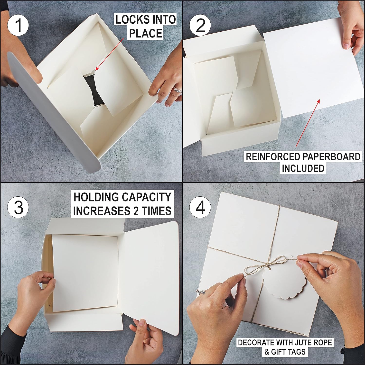 Super Cheap 🛒 MUDRIT Gift Boxes 10 Pack 8x8x4 Inches, Thick White Paper Boxes with Lids, Tags & Jute Rope for Gifts, Wedding Favours, Bridesmaid Proposals, Cupcakes, Crafting